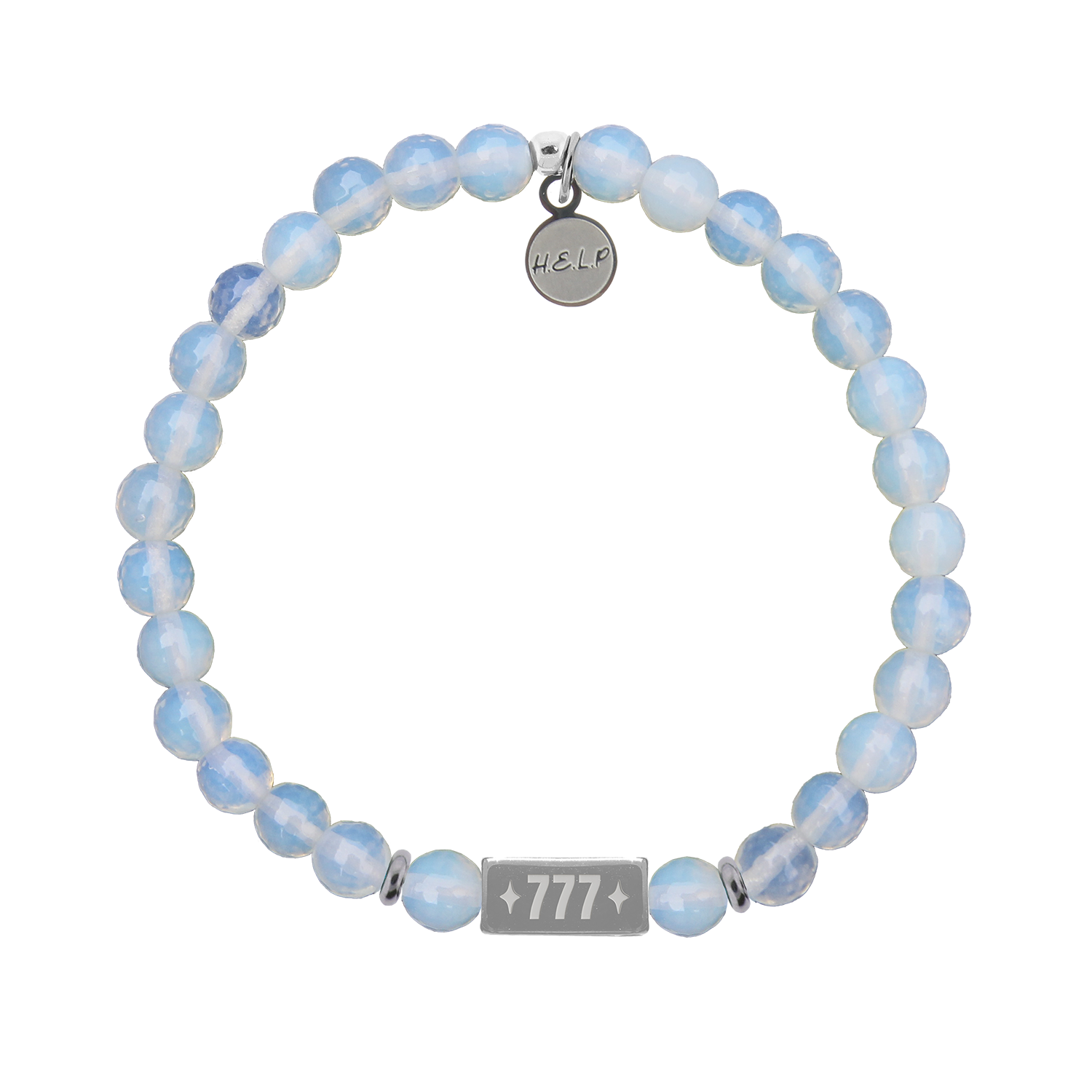 HELP by TJ Angel Number 777 Luck Charm with Opalite Charity Bracelet