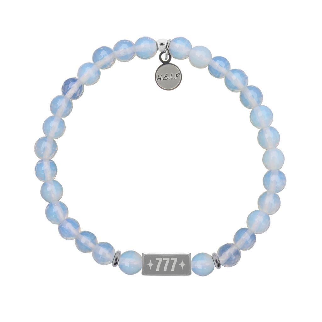 HELP by TJ Angel Number 777 Luck Charm with Opalite Charity Bracelet