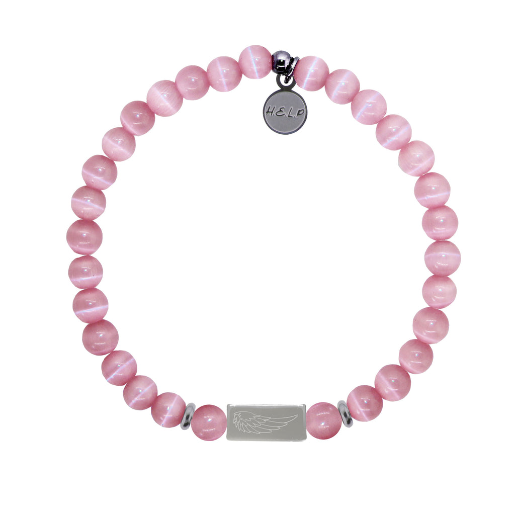 HELP by TJ Angel Number 777 Luck Charm with Pink Cats Eye Charity Bracelet