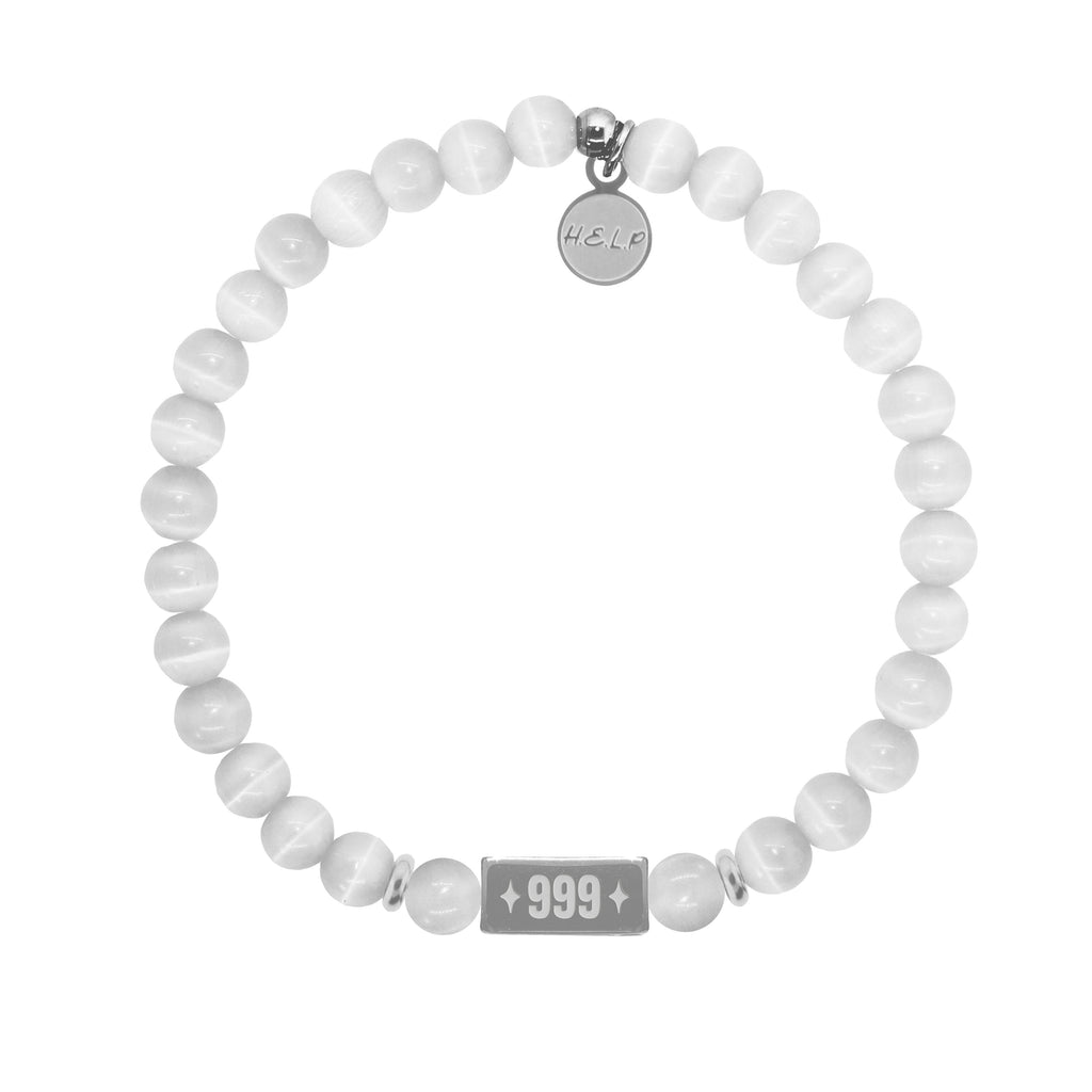 HELP by TJ Angel Number 999 Release Charm with White Cats Eye Charity Bracelet