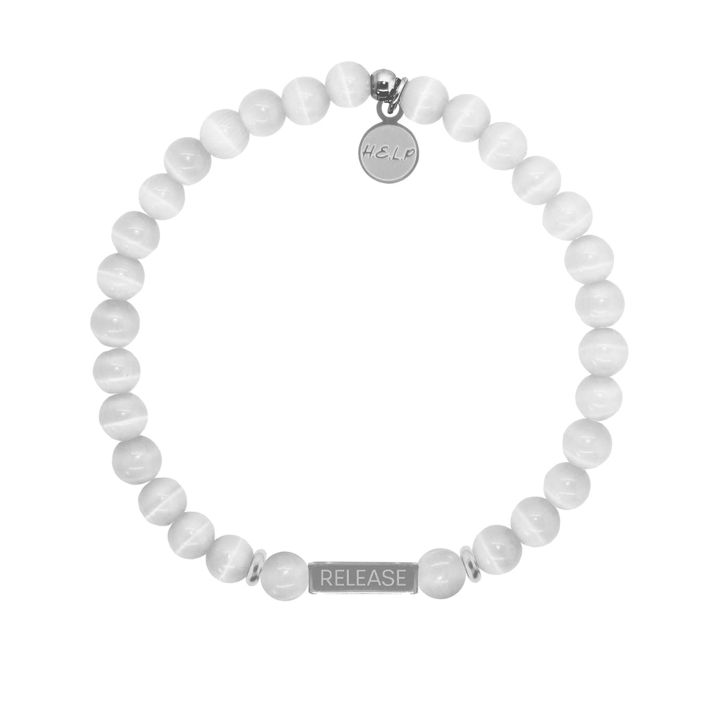 HELP by TJ Angel Number 999 Release Charm with White Cats Eye Charity Bracelet