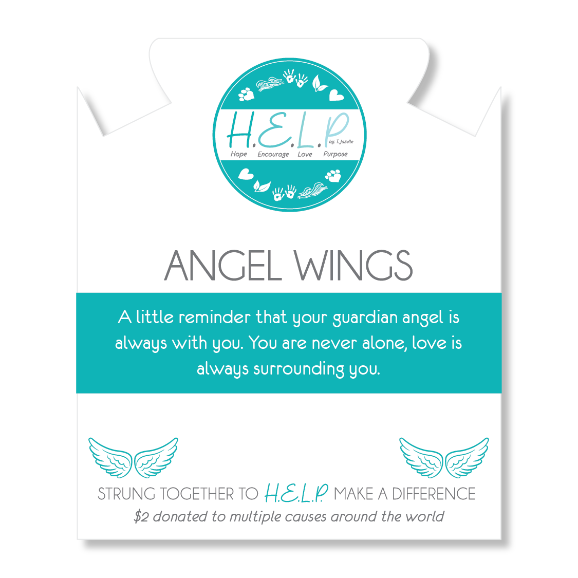 HELP by TJ Angel Wing Charm with Aqua Cats Eye Charity Bracelet