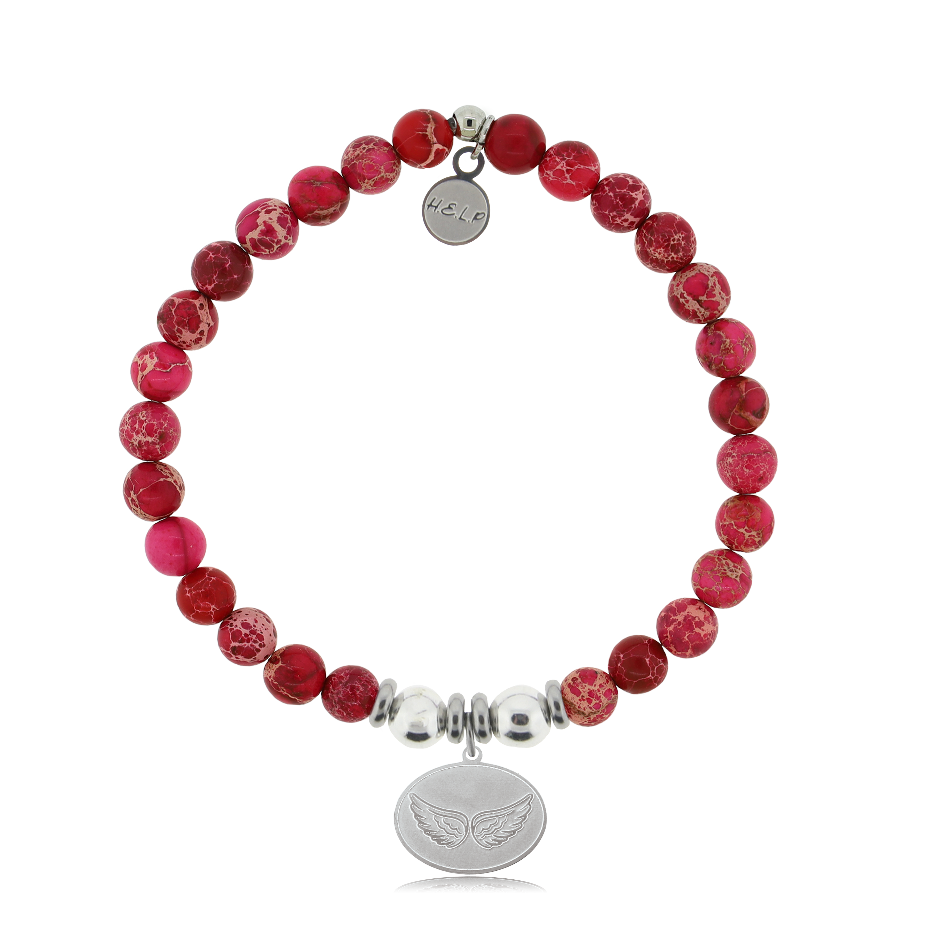 HELP by TJ Angel Wing Charm with Cranberry Jasper Charity Bracelet