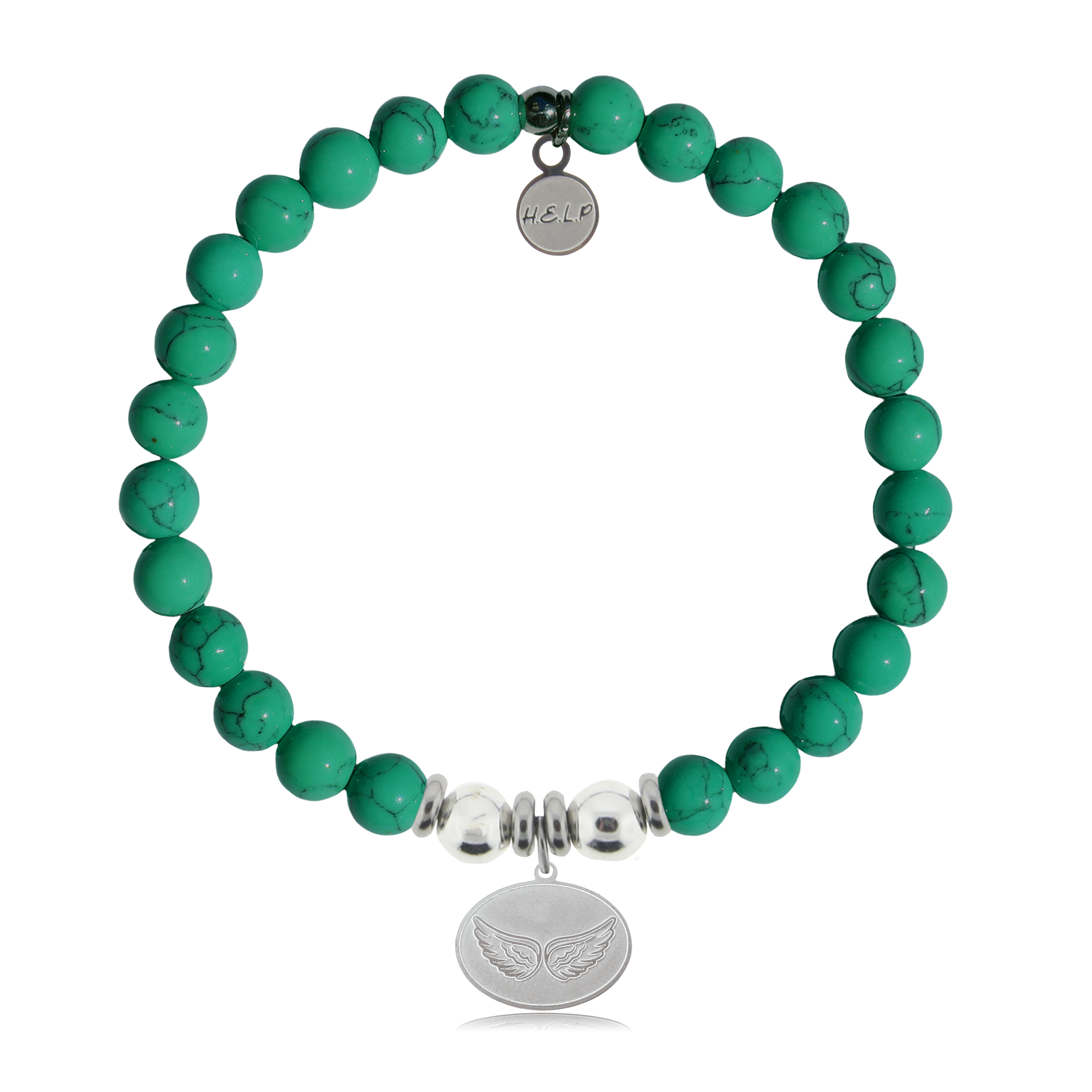 HELP by TJ Angel Wing Charm with Green Howlite Charity Bracelet