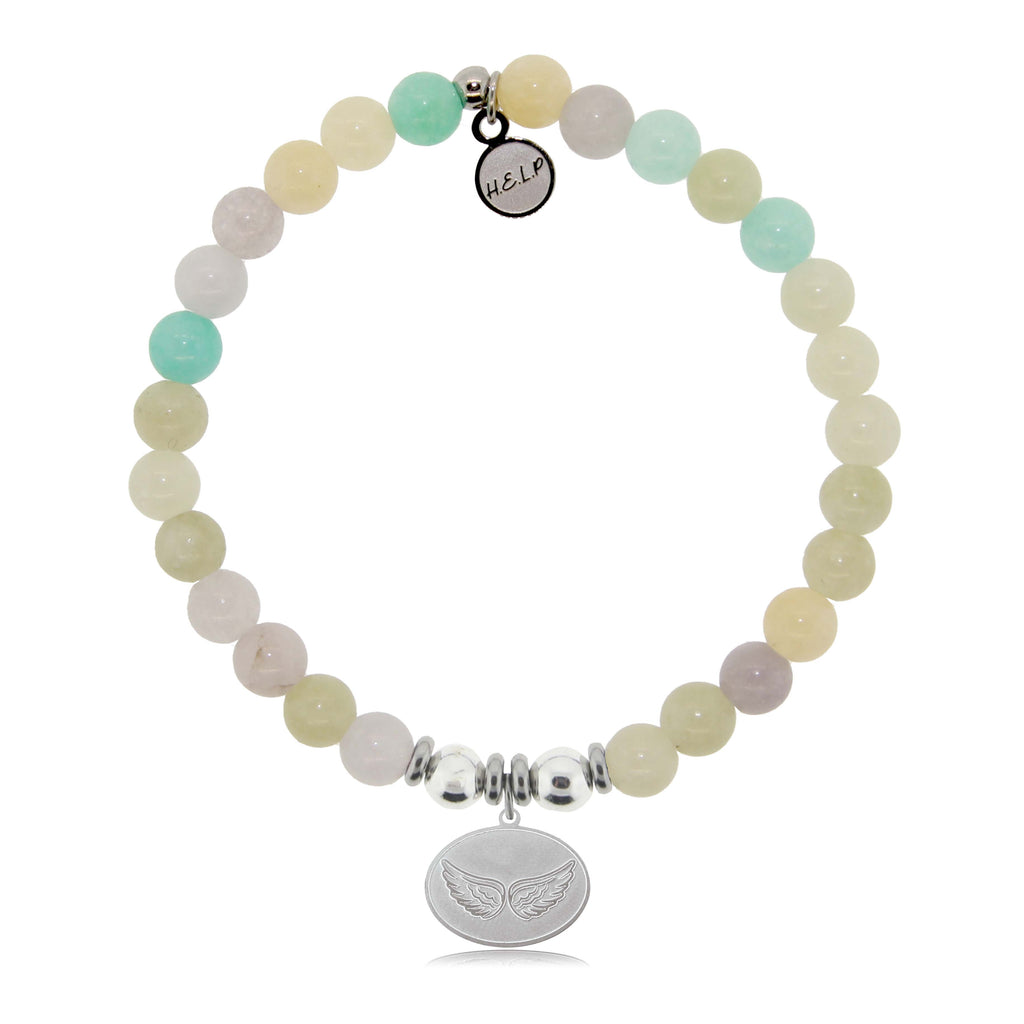 HELP by TJ Angel Wing Charm with Green Yellow Jade Charity Bracelet