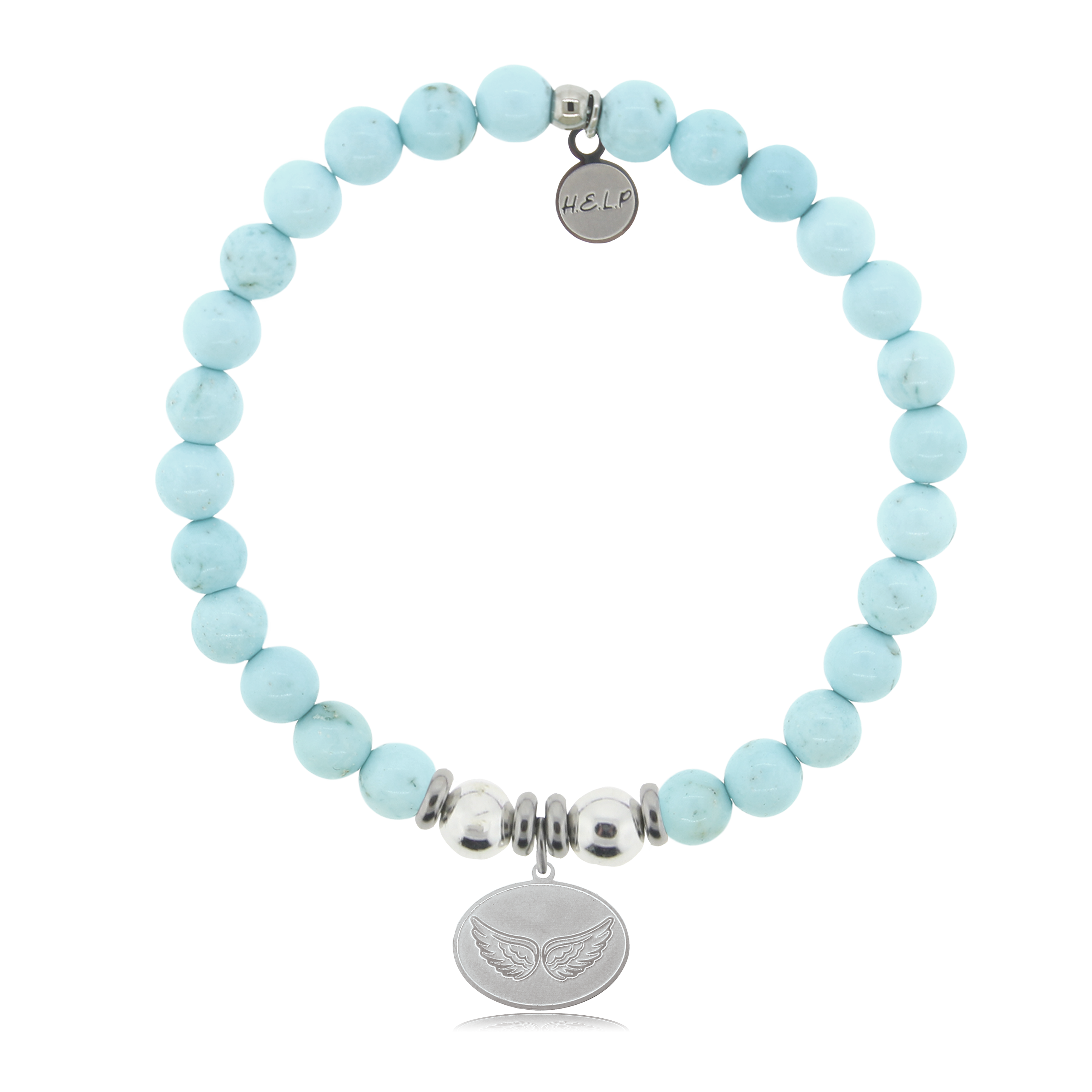 HELP by TJ Angel Wing Charm with Larimar Magnesite Charity Bracelet