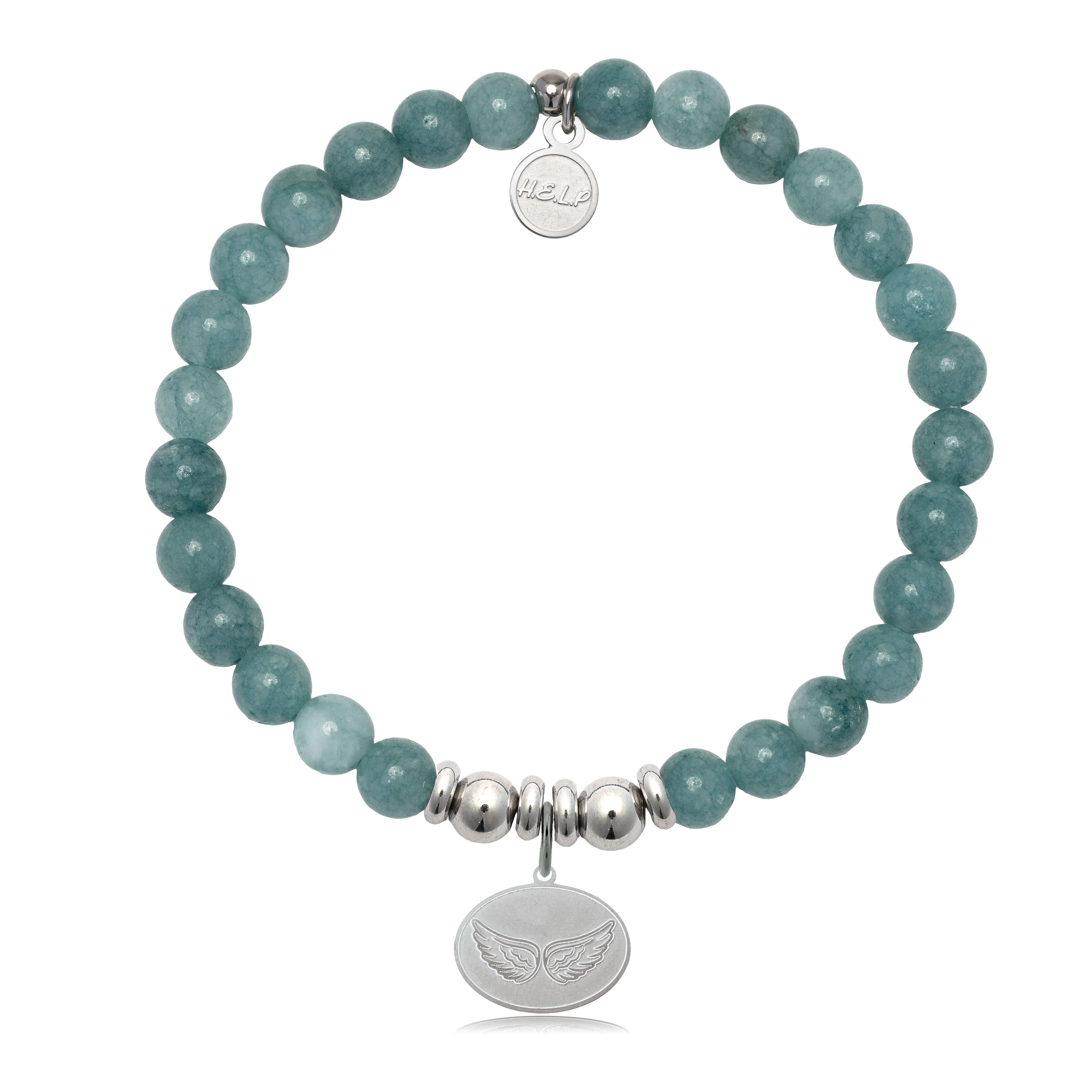 HELP by TJ Angel Wing Charm with Mountain Blue Jade Charity Bracelet