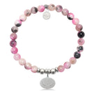 HELP by TJ Angel Wing Charm with Pink Zebra Jade Charity Bracelet