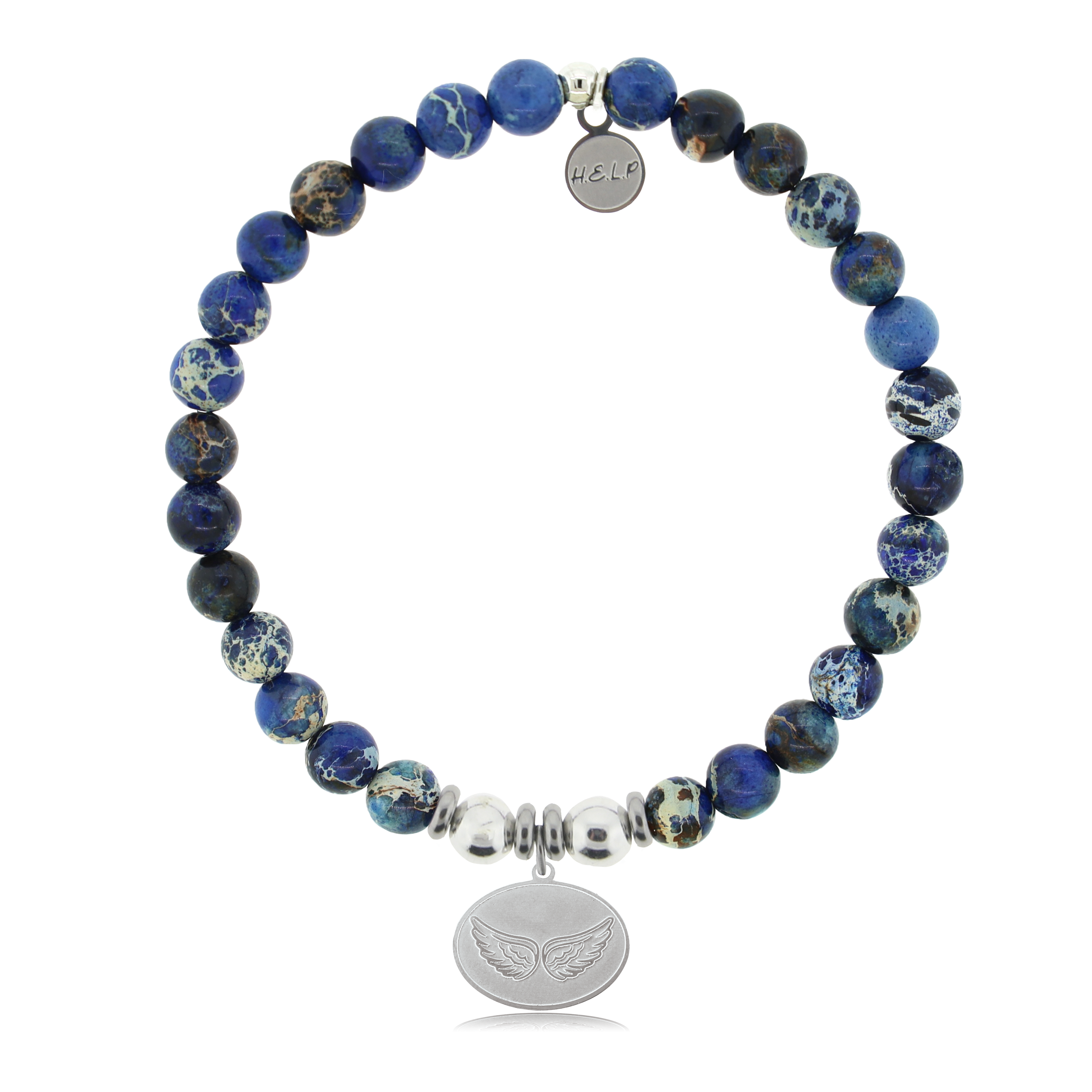 HELP by TJ Angel Wing Charm with Royal Blue Jasper Charity Bracelet