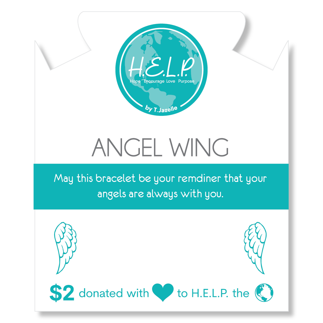 HELP by TJ Angel Wing Cutout Charm with Aqua Cats Eye Charity Bracelet