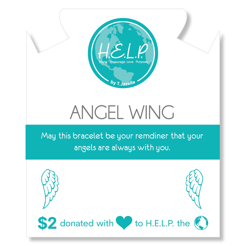 HELP by TJ Angel Wing Cutout Charm with Aqua Cats Eye Charity Bracelet