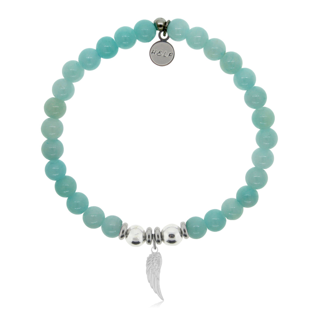 HELP by TJ Angel Wing Cutout Charm with Baby Blue Quartz Charity Bracelet
