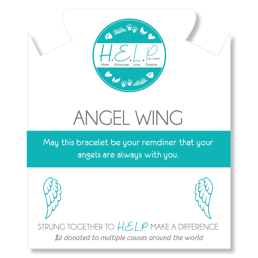 HELP by TJ Angel Wing Cutout Charm with Blue Selenite Charity Bracelet