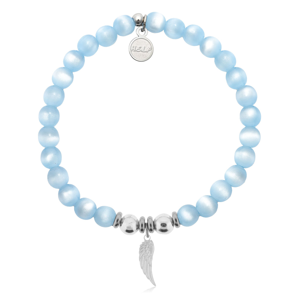 HELP by TJ Angel Wing Cutout Charm with Blue Selenite Charity Bracelet