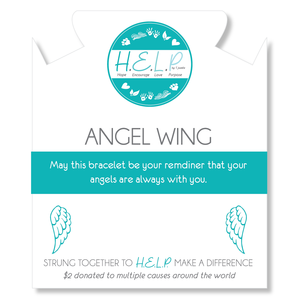 HELP by TJ Angel Wing Cutout Charm with Blue Zebra Jade Charity Bracelet