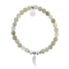 HELP by TJ Angel Wing Cutout Charm with Grey Stripe Agate Charity Bracelet