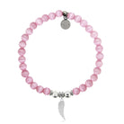 HELP by TJ Angel Wing Cutout Charm with Pink Cats Eye Charity Bracelet