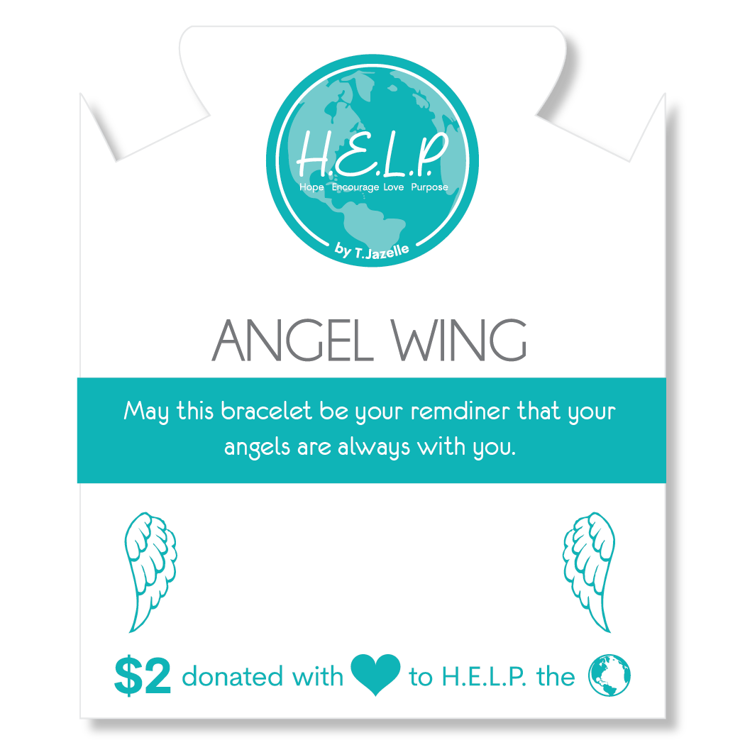 HELP by TJ Angel Wing Cutout Charm with Turquoise Jasper Charity Bracelet