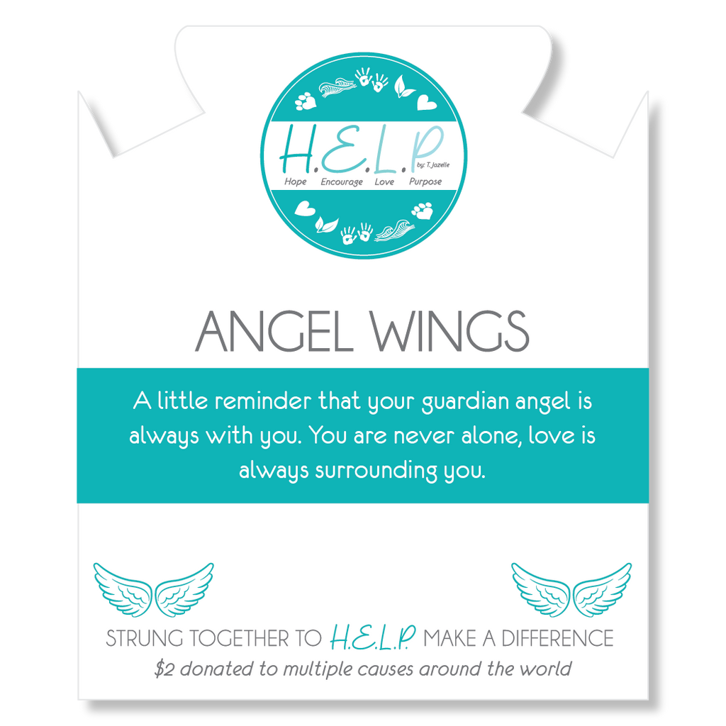 HELP by TJ Angel Wings Charm with Blue Selenite Charity Bracelet