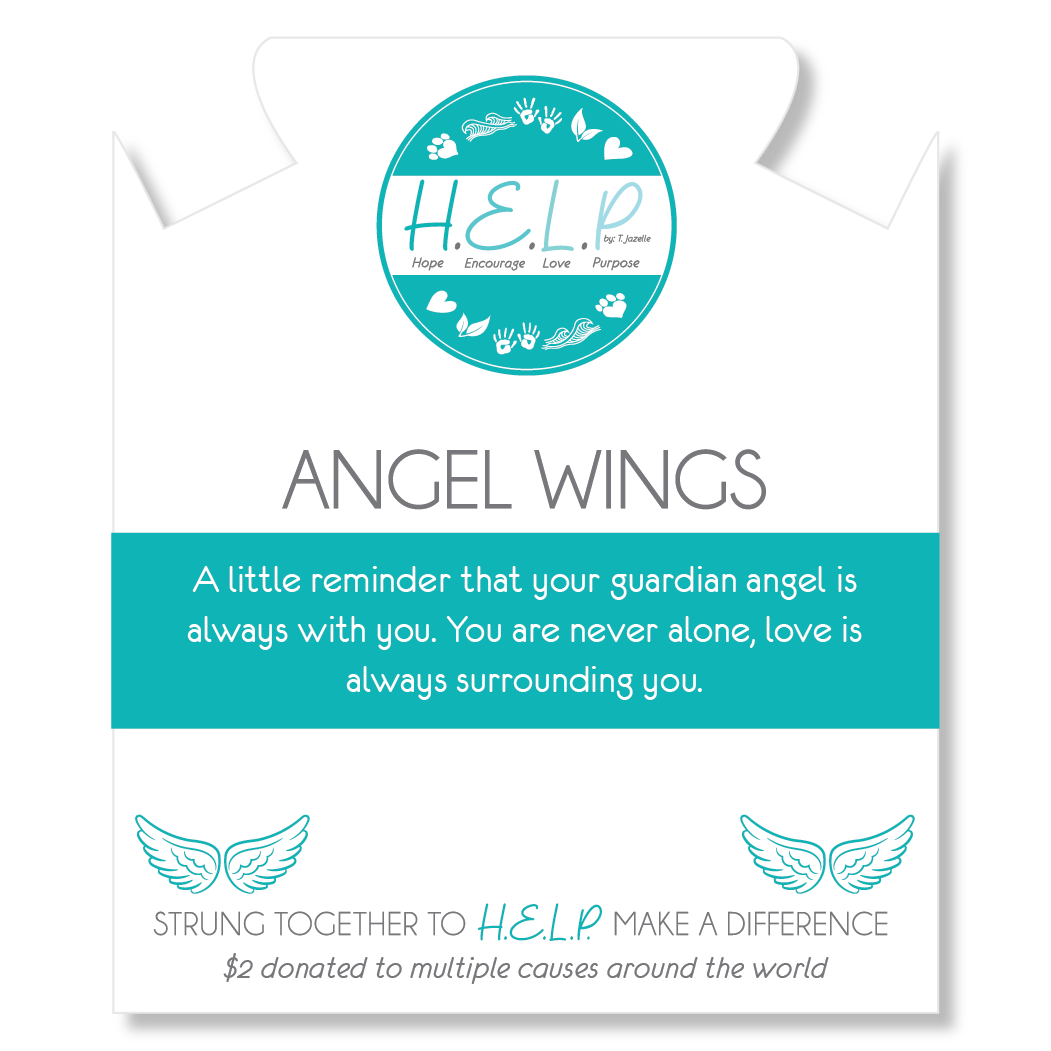 HELP by TJ Angel Wings Charm with Blue Zebra Jade Charity Bracelet