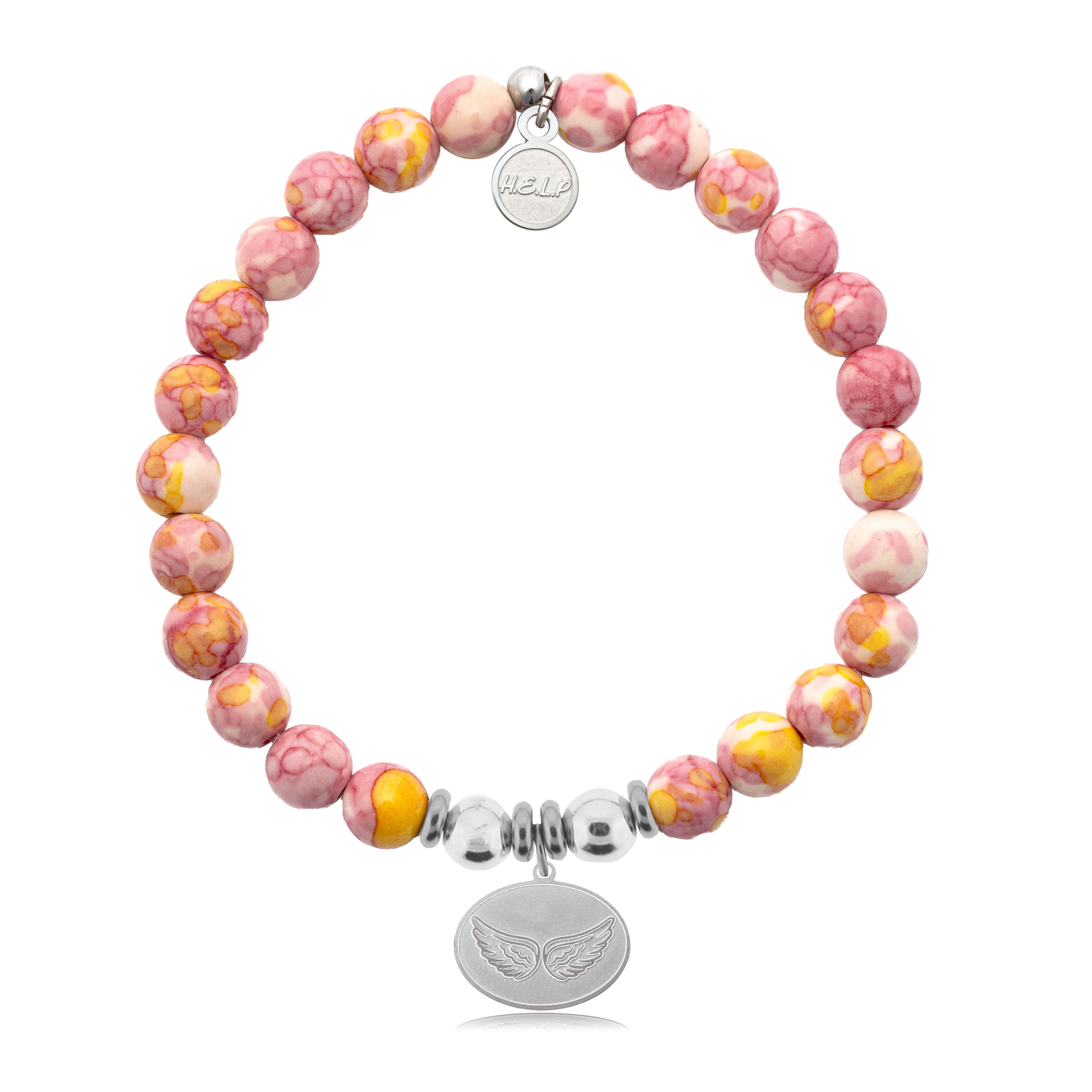 HELP by TJ Angel Wings Charm with Lemonade Jade Charity Bracelet