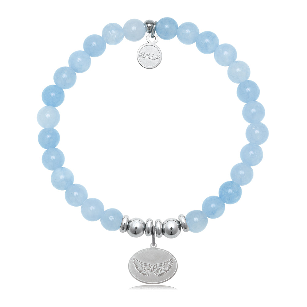 HELP by TJ Angel Wings Charm with Light Blue Quartz Charity Bracelet