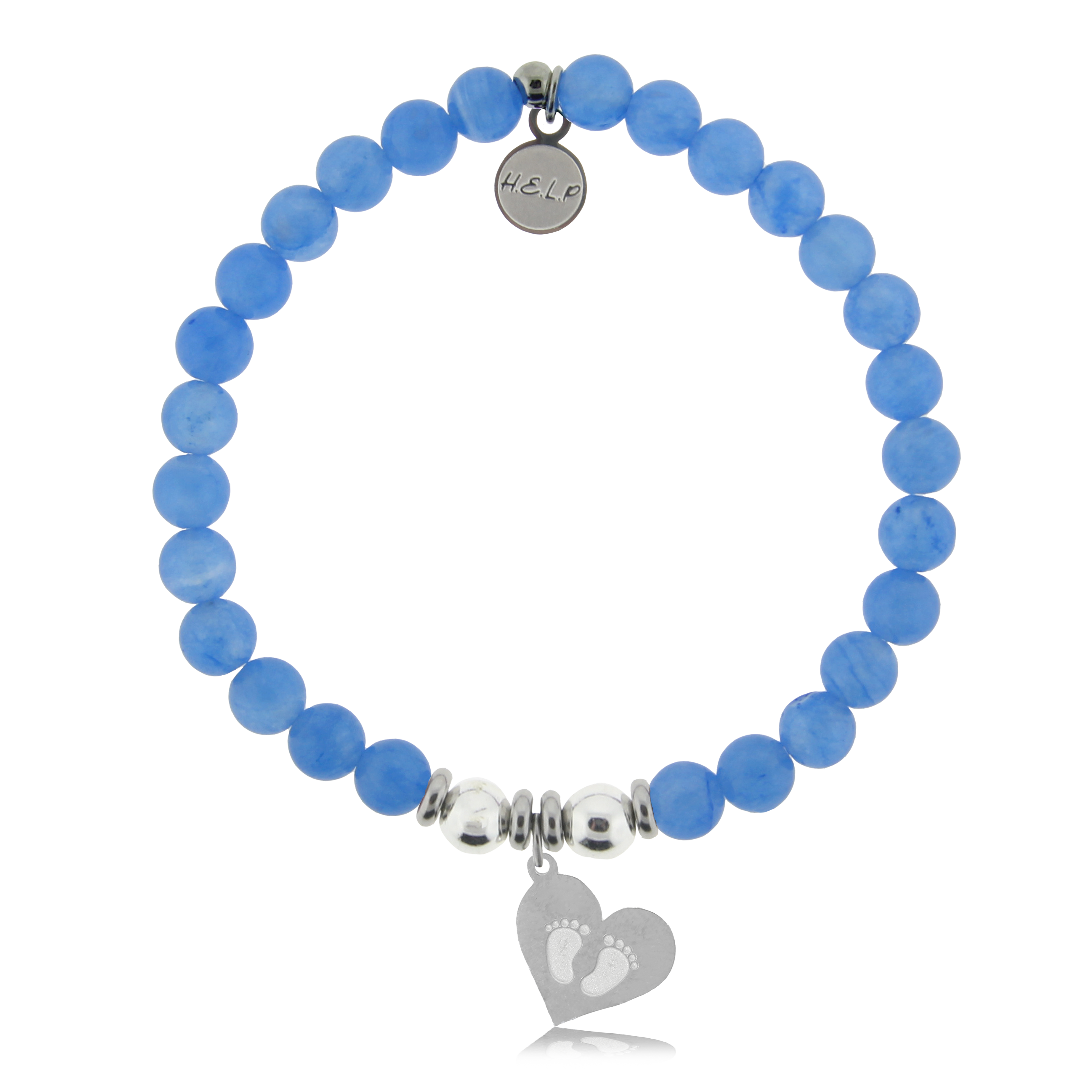 HELP by TJ Baby Feet Charm with Azure Blue Jade Charity Bracelet