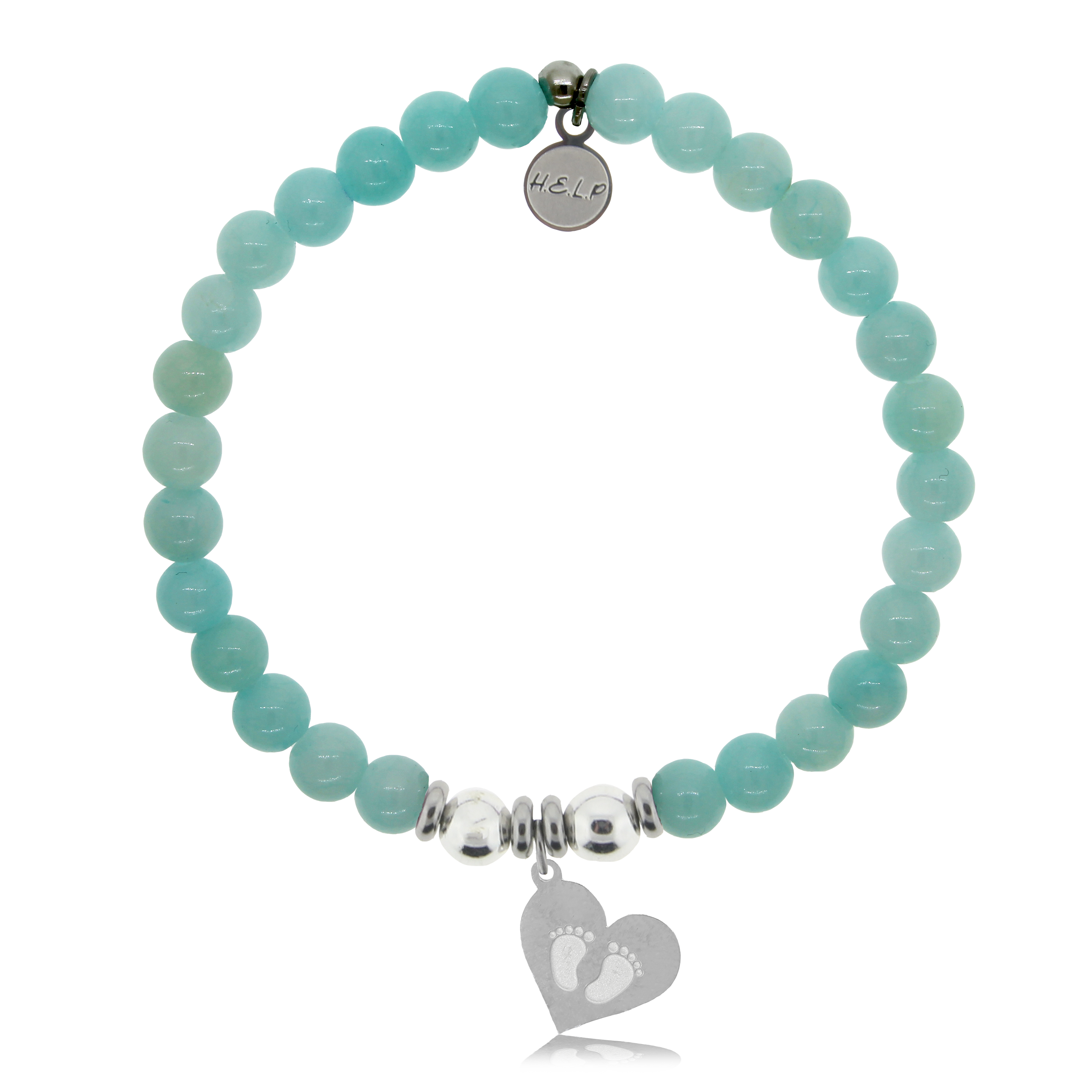 HELP by TJ Baby Feet Charm with Baby Blue Quartz Charity Bracelet