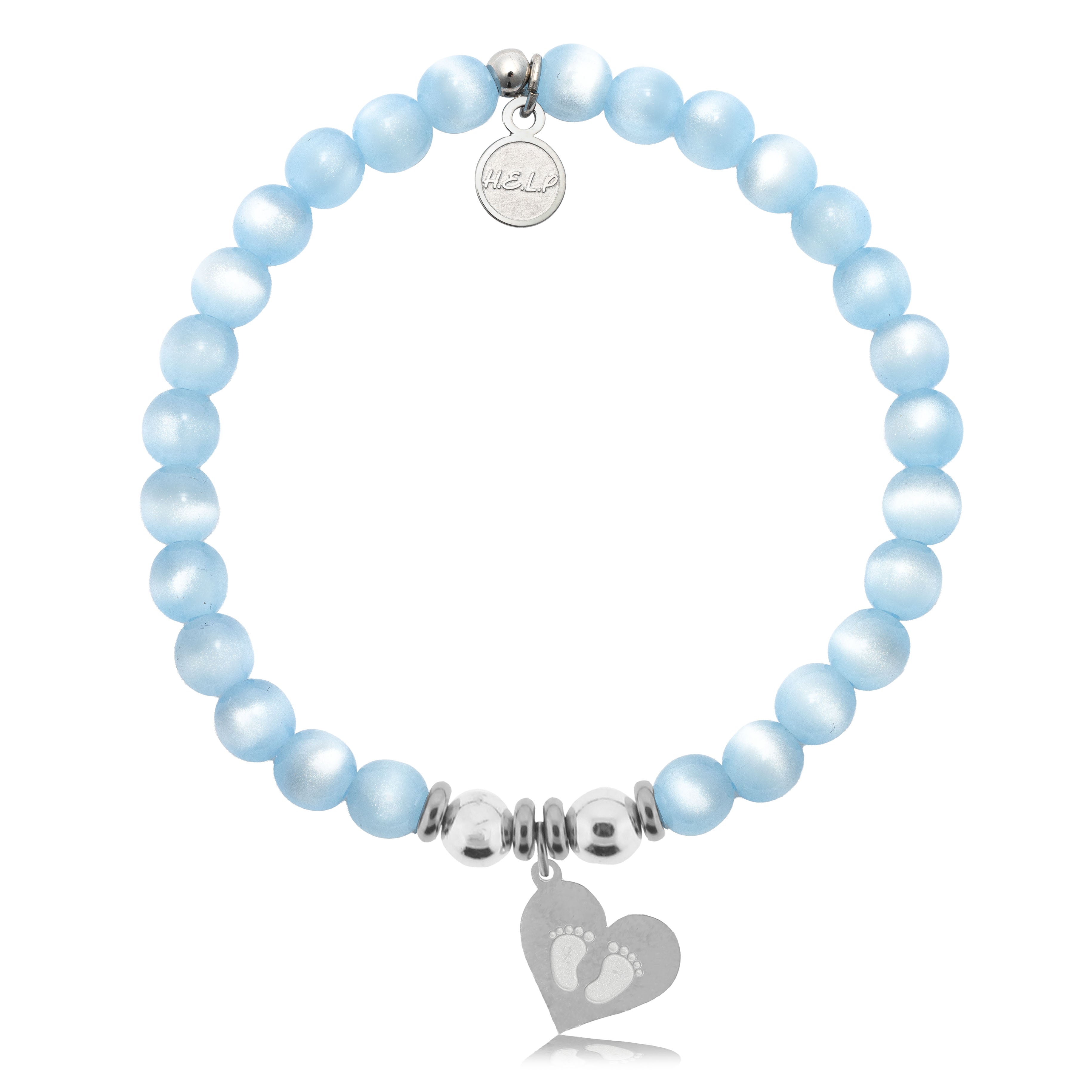 HELP by TJ Baby Feet Charm with Blue Selenite Charity Bracelet