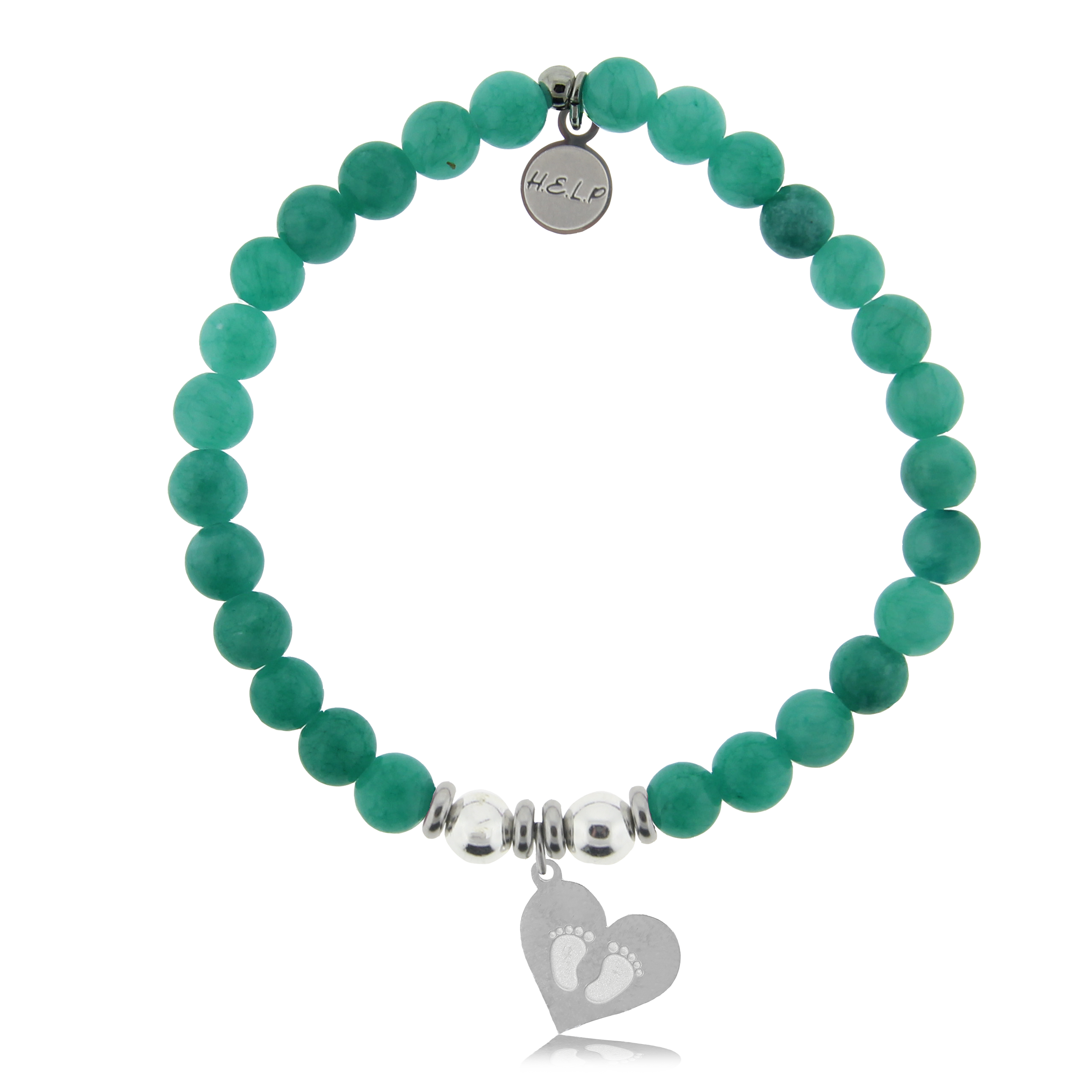 HELP by TJ Baby Feet Charm with Caribbean Jade Charity Bracelet