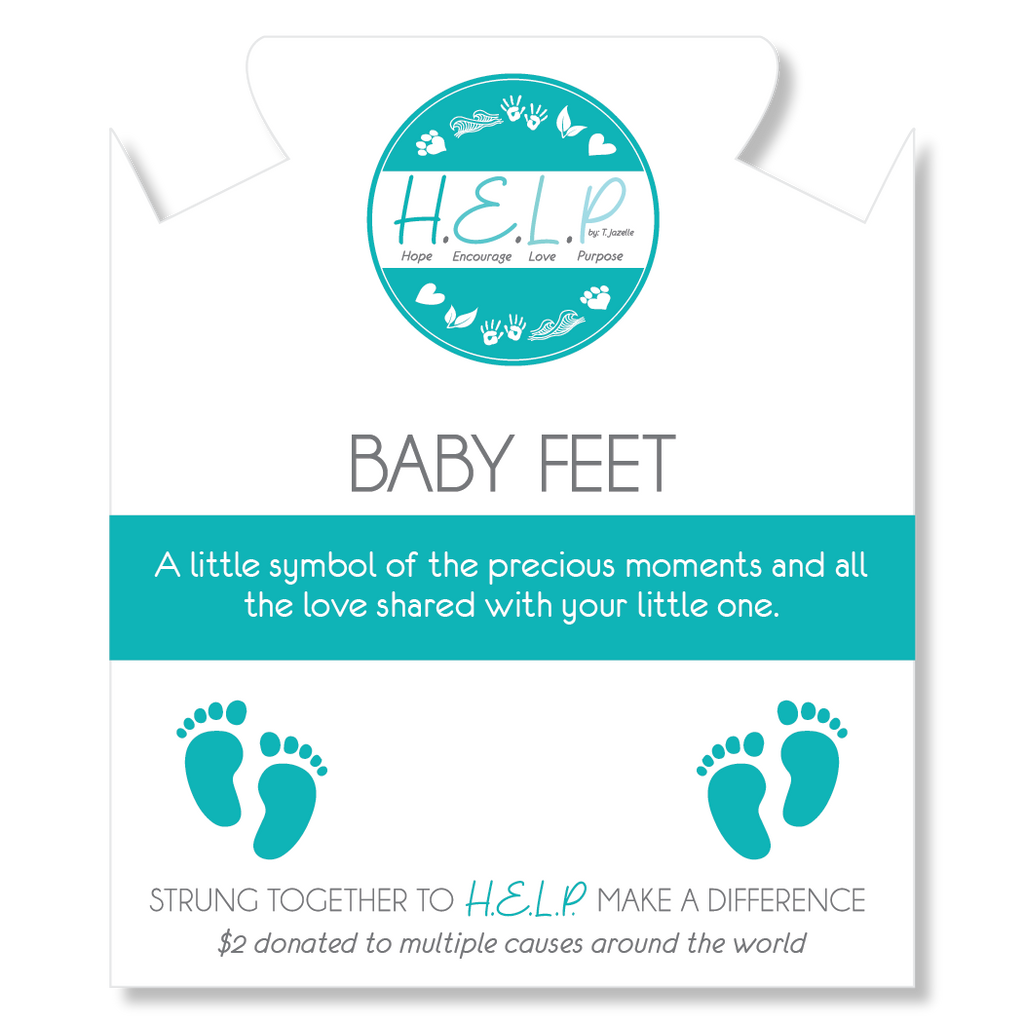 HELP by TJ Baby Feet Charm with Green Howlite Charity Bracelet