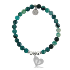 HELP by TJ Baby Feet Charm with Green Stripe Agate Charity Bracelet