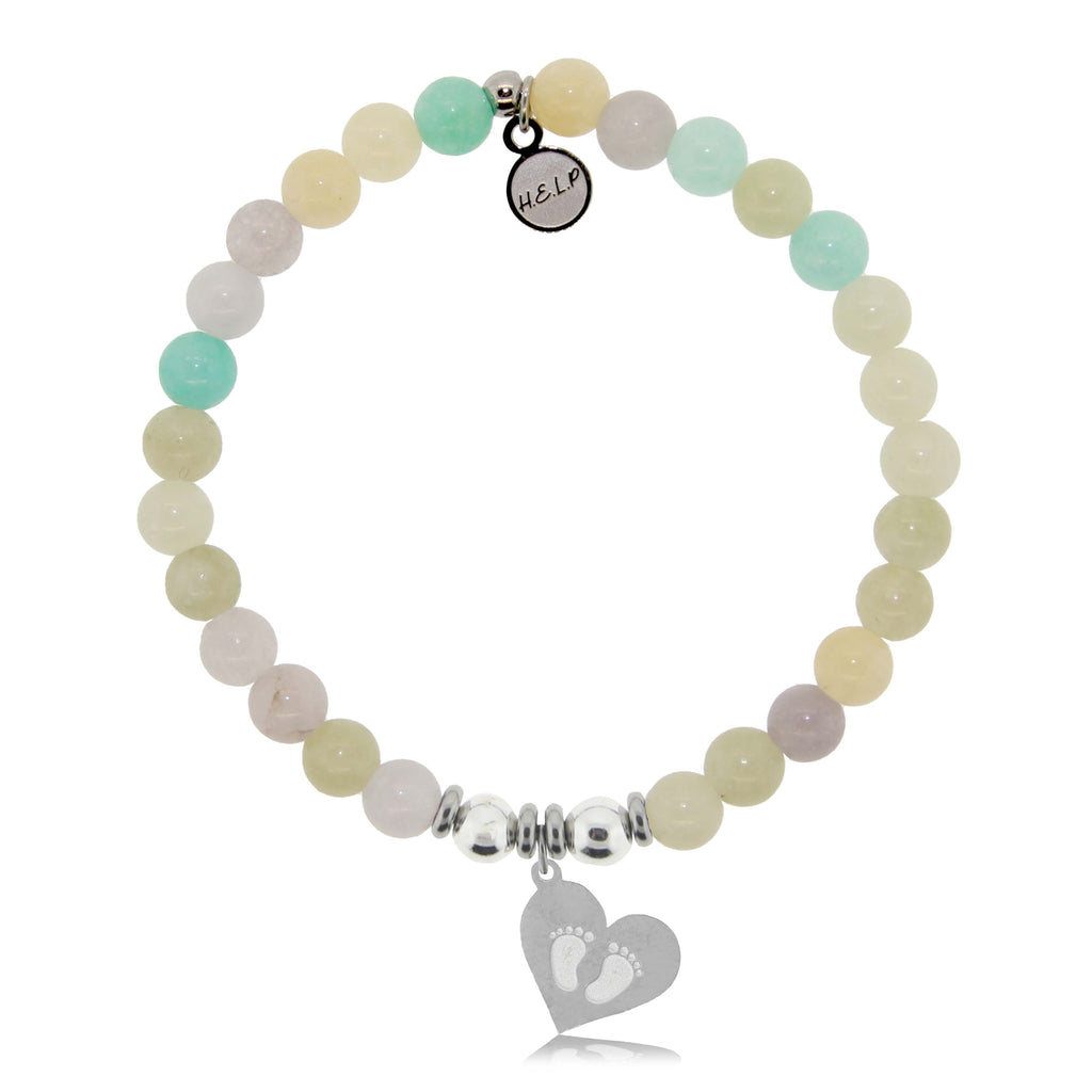 HELP by TJ Baby Feet Charm with Green Yellow Jade Charity Bracelet