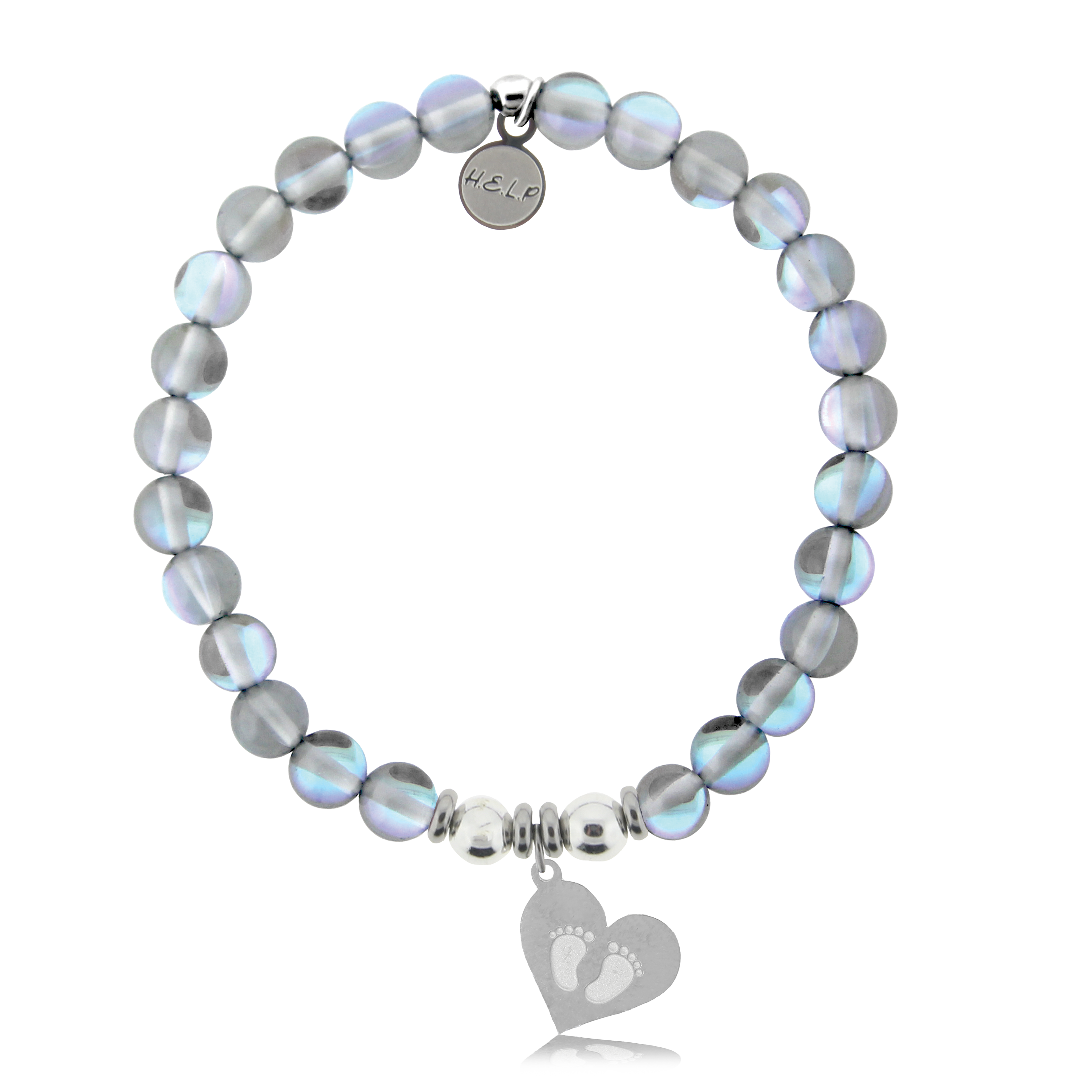 HELP by TJ Baby Feet Charm with Grey Opalescent Charity Bracelet