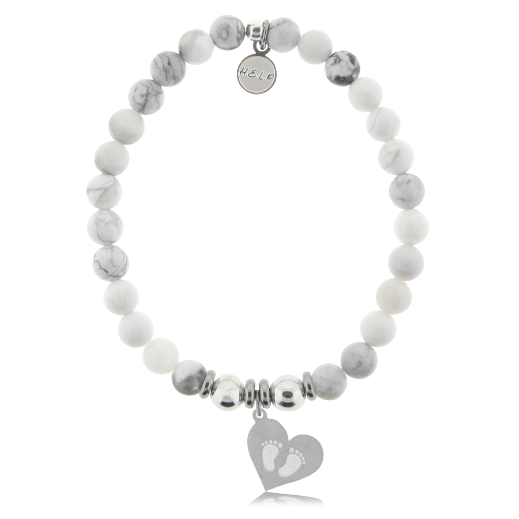HELP by TJ Baby Feet Charm with Howlite Charity Bracelet