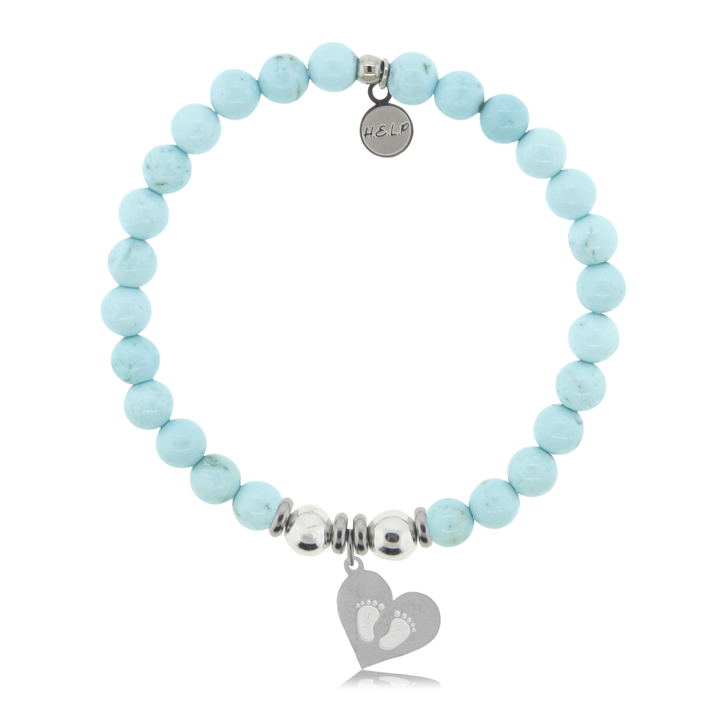 HELP by TJ Baby Feet Charm with Larimar Magnesite Charity Bracelet