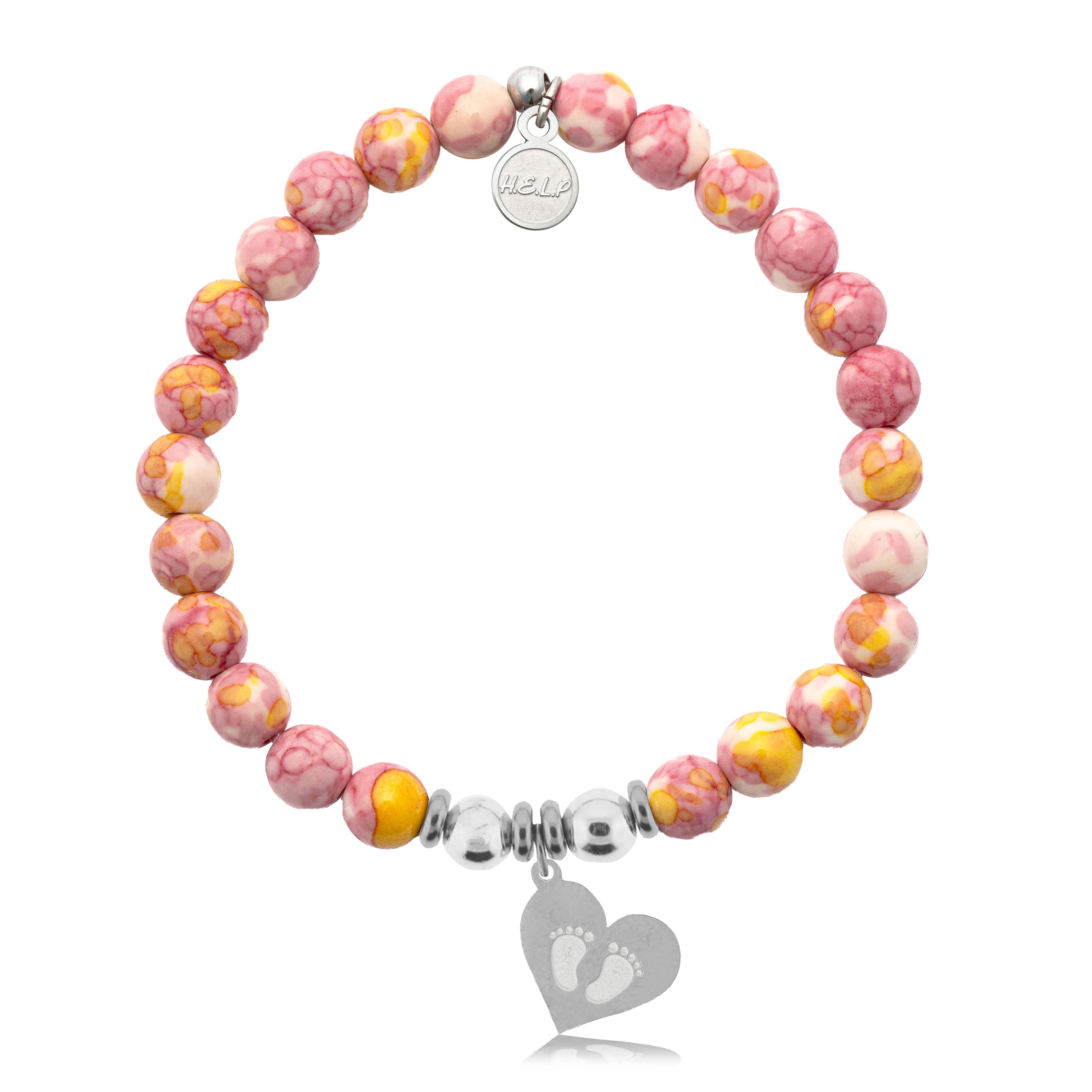 HELP by TJ Baby Feet Charm with Lemonade Jade Charity Bracelet