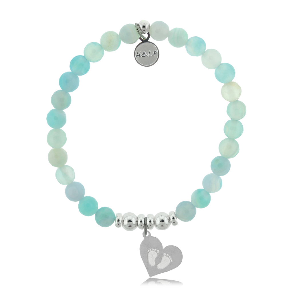 HELP by TJ Baby Feet Charm with Light Blue Agate Charity Bracelet