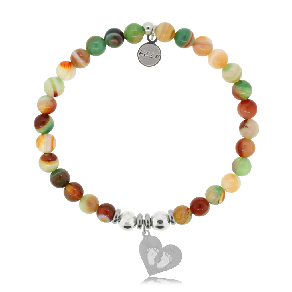 HELP by TJ Baby Feet Charm with Multi Agate Charity Bracelet