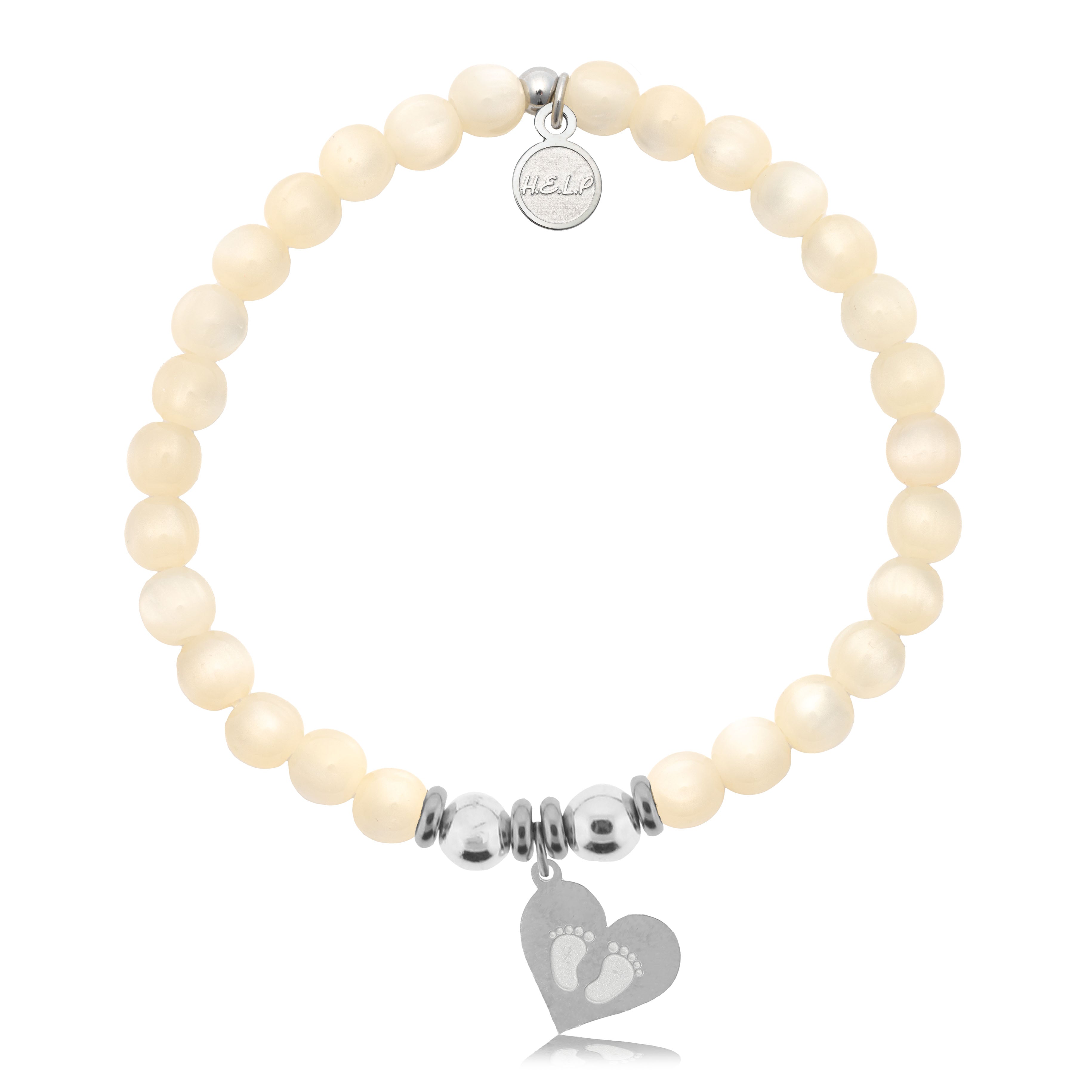 HELP by TJ Baby Feet Charm with Natural Selenite Charity Bracelet