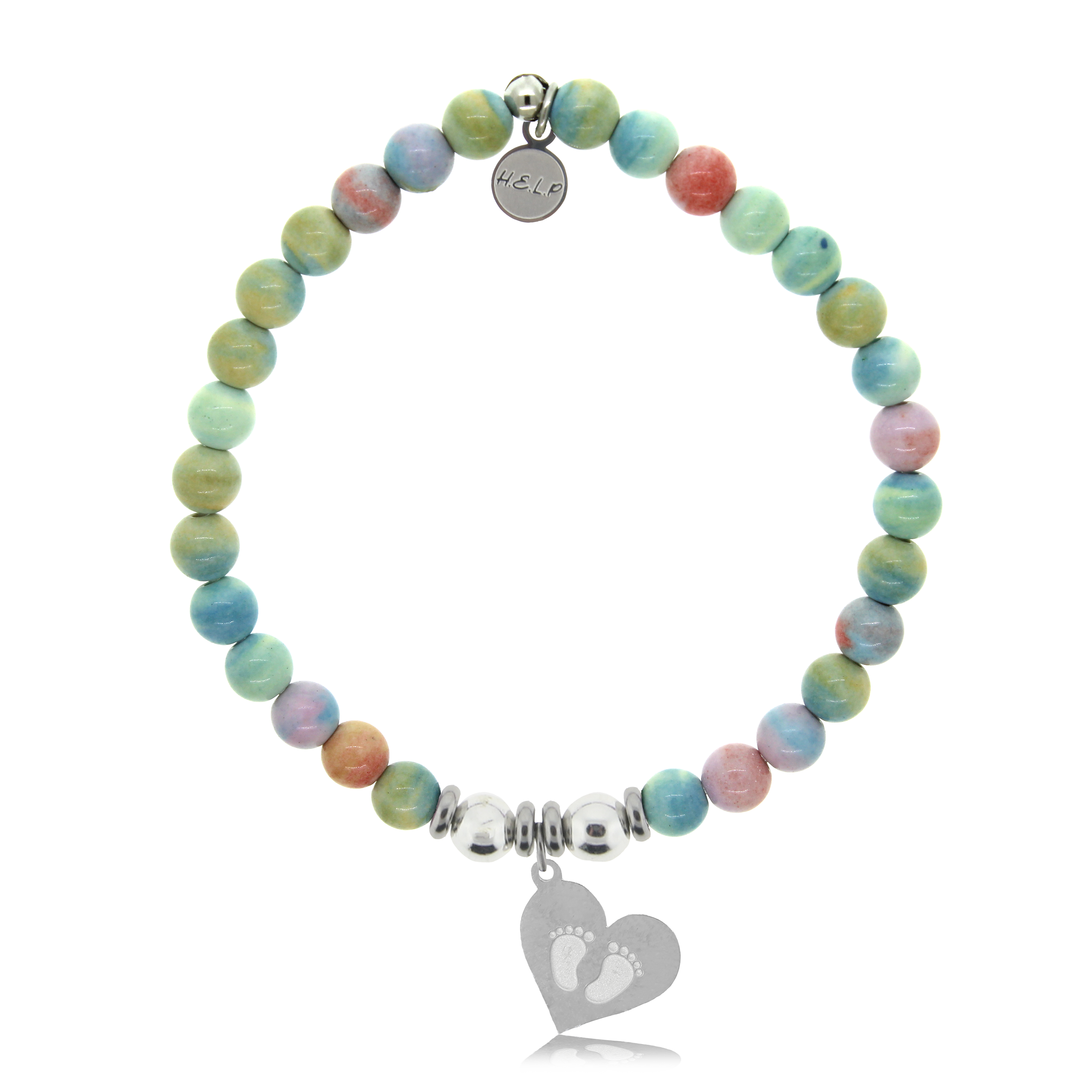 HELP by TJ Baby Feet Charm with Pastel Jade Charity Bracelet