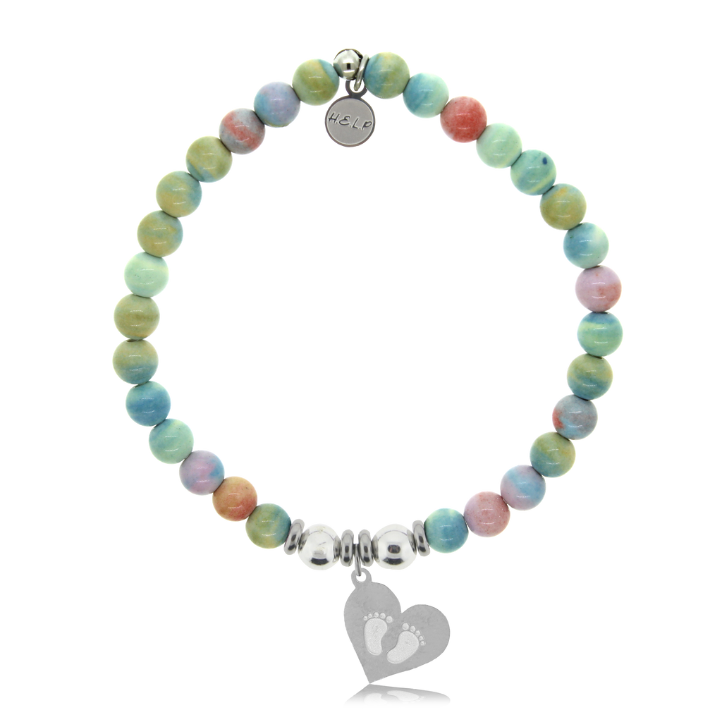 HELP by TJ Baby Feet Charm with Pastel Jade Charity Bracelet