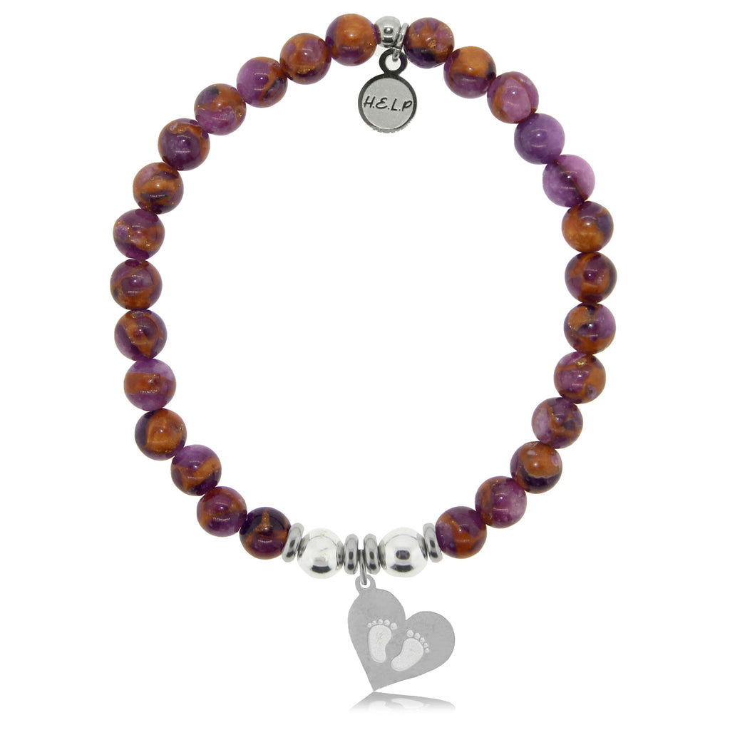 HELP by TJ Baby Feet Charm with Purple Earth Quartz Charity Bracelet