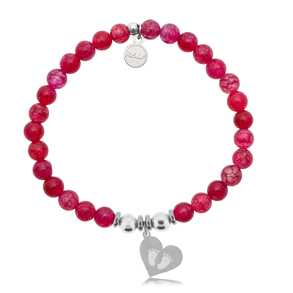 HELP by TJ Baby Feet Charm with Red Fire Agate Charity Bracelet