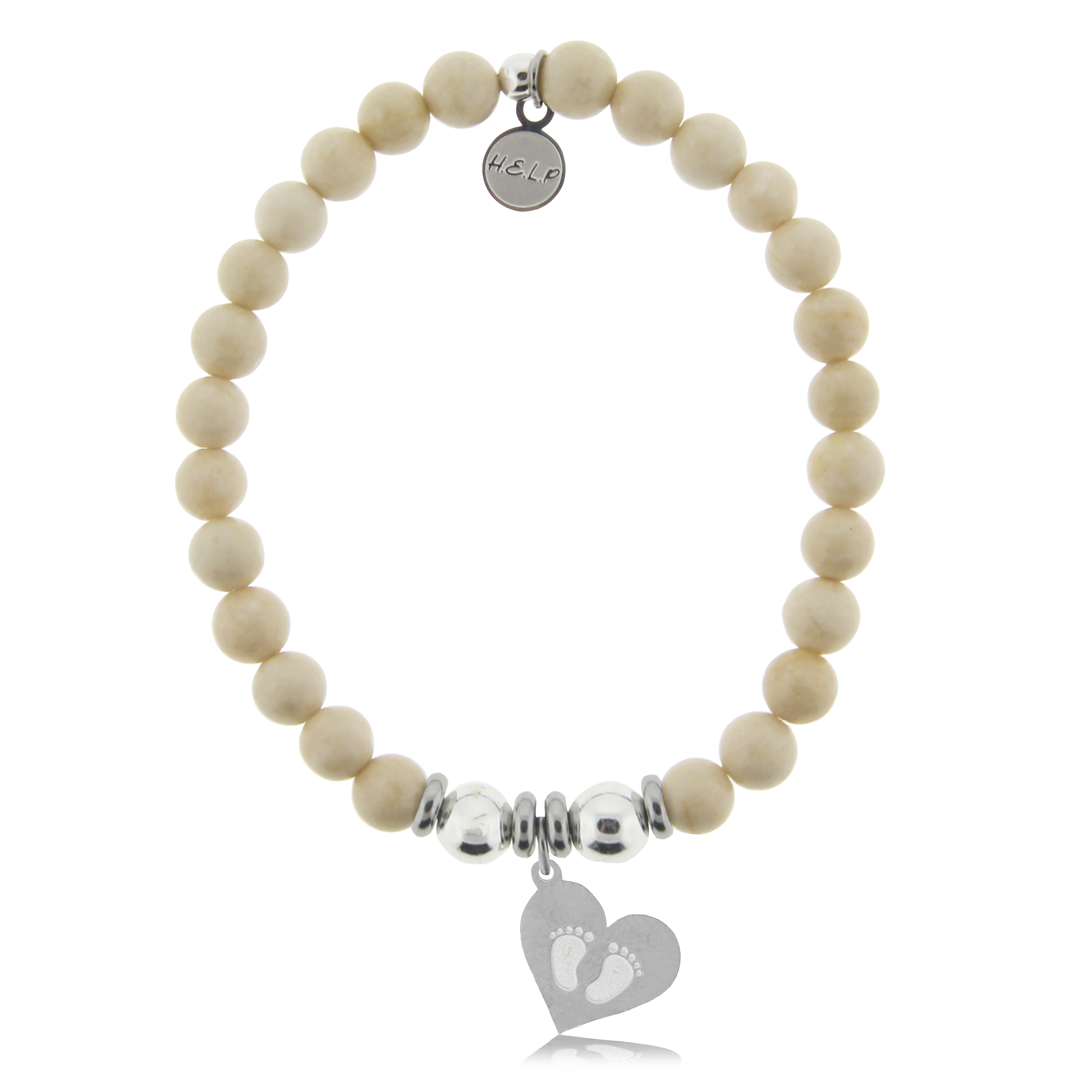 HELP by TJ Baby Feet Charm with Riverstone Charity Bracelet