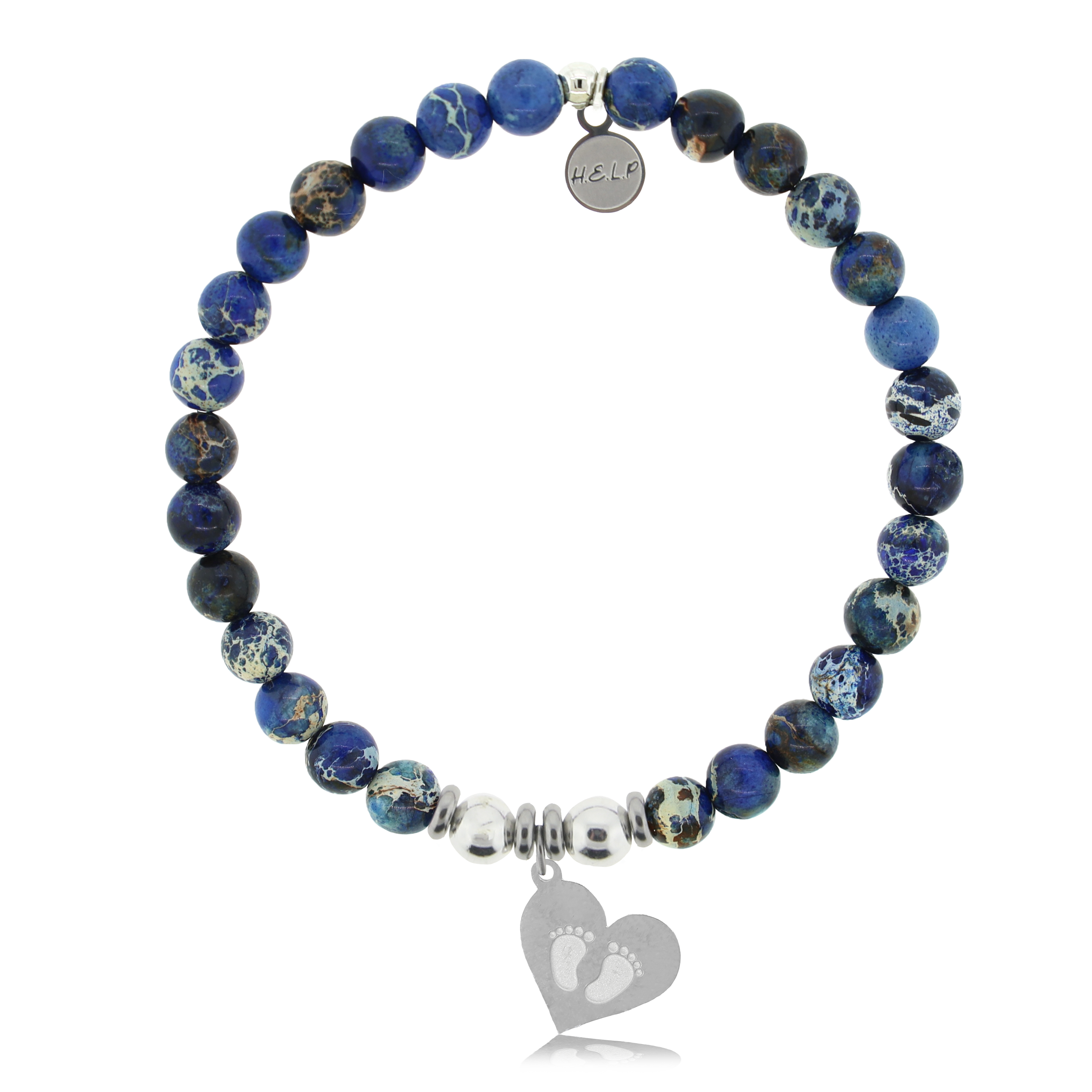 HELP by TJ Baby Feet Charm with Royal Blue Jasper Charity Bracelet