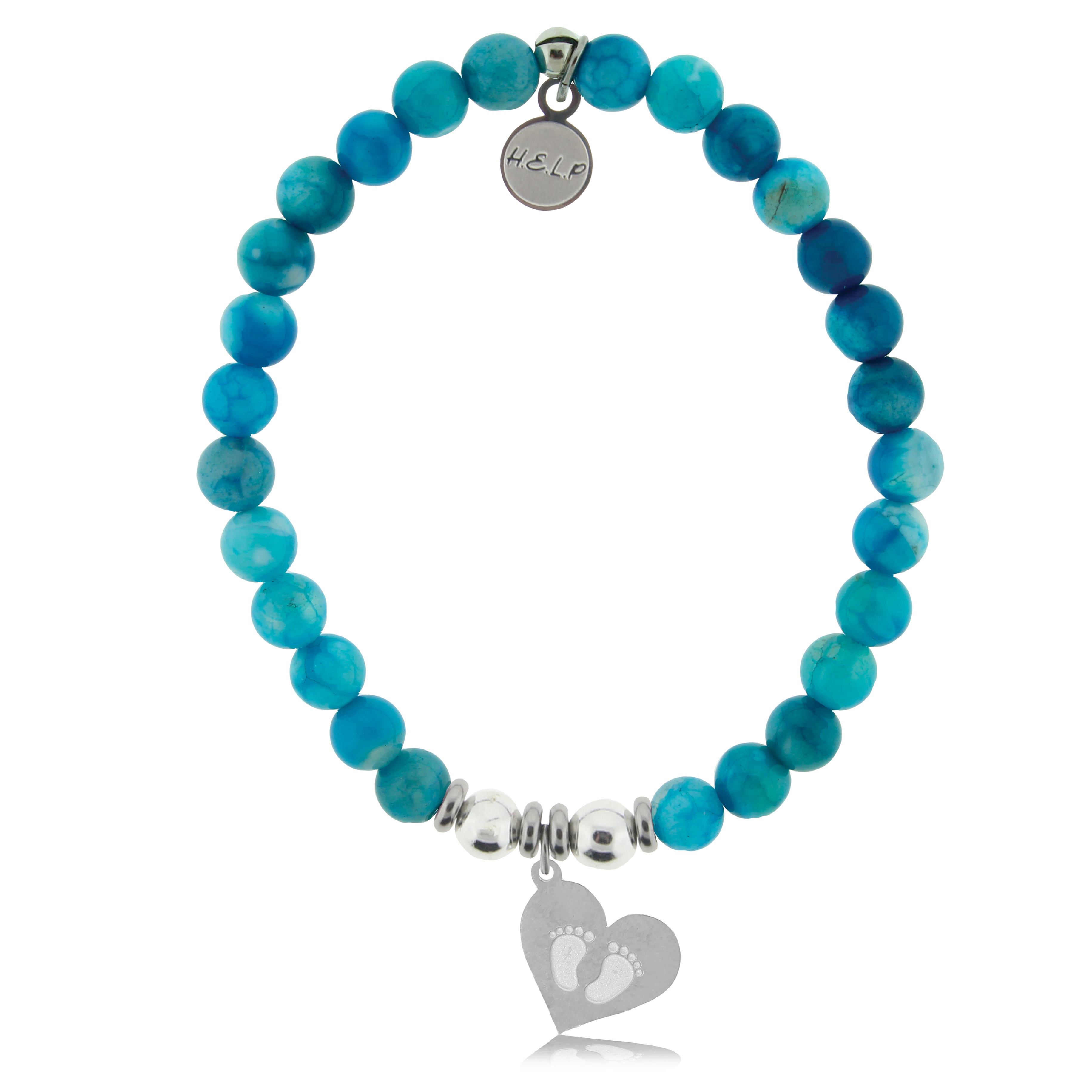 HELP by TJ Baby Feet Charm with Tropical Blue Agate Charity Bracelet