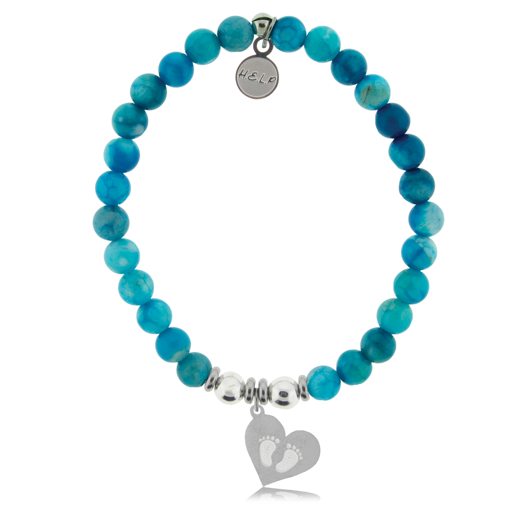 HELP by TJ Baby Feet Charm with Tropical Blue Agate Charity Bracelet