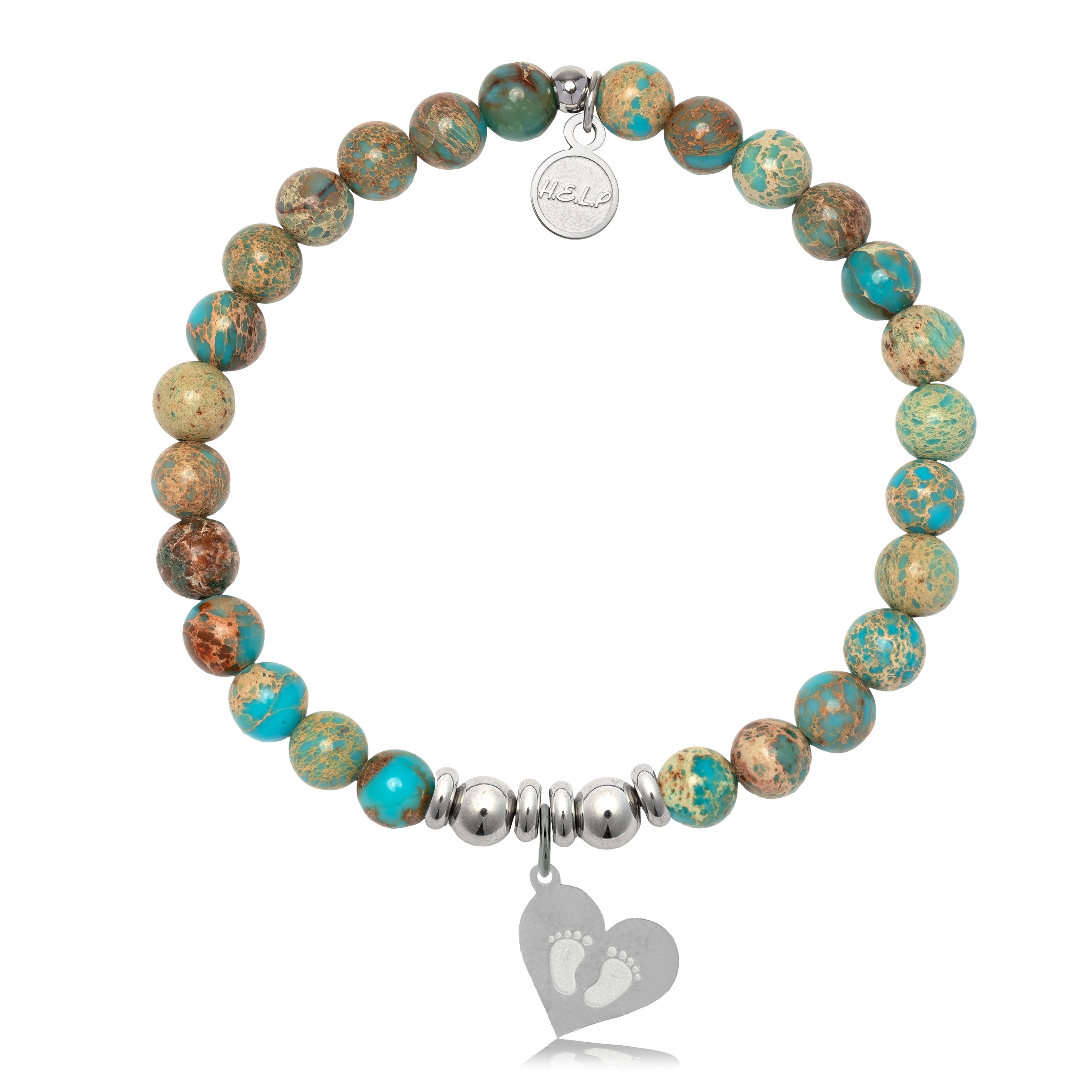 HELP by TJ Baby Feet Charm with Turquoise Jasper Charity Bracelet