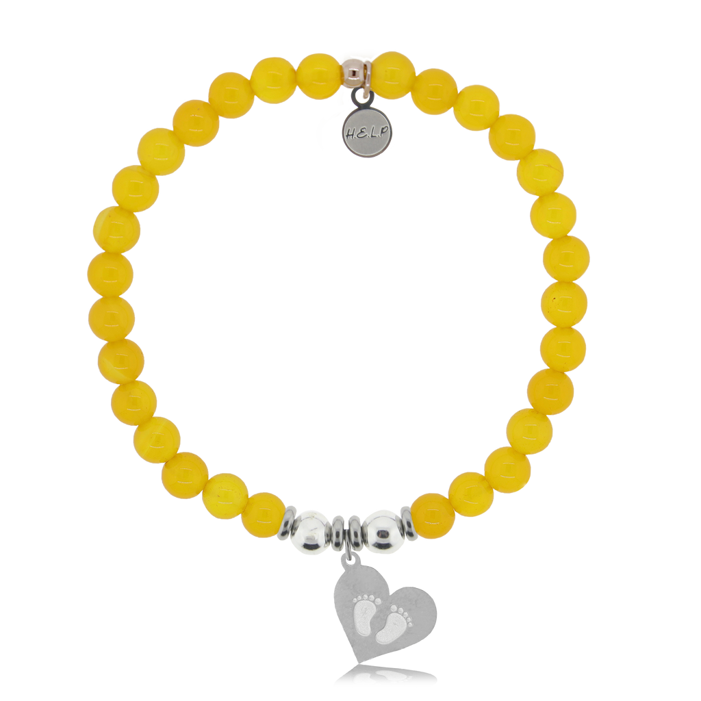 HELP by TJ Baby Feet Charm with Yellow Agate Charity Bracelet